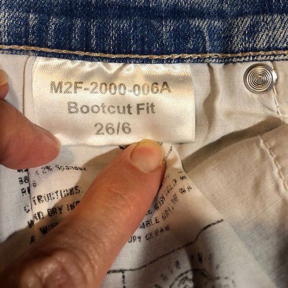 VINTAGE M2F BLUE BOOTCUT DENIM JEANS SZ 26/6 - Picture 9 of 10